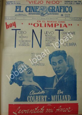 CARTEL ANTIGUO ORIGINAL DE CINE OLIMPIA. PELICULA LEVANTATE MI AMOR. 1941 /N77 (Arise, My Love )