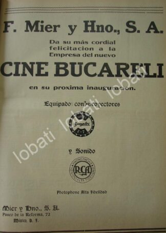 CARTEL ANTIGUO ORIGINAL DE INAUGURAN EL CINE OLIMPIA D.F 1941 FELICITACION DE PRODUCCIONES MIER