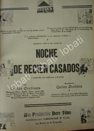 CARTEL ANTIGUO ORIGINAL DE PELICULA. NOCHE DE RECIEN CASADOS /N97