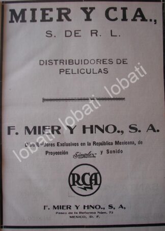 CARTEL ANTIGUO ORIGINAL DE PUBLICIDAD VINTAGE PRODUCCIONES MIER Y CIA 1941