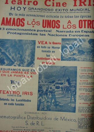 CARTEL ANTIGUO ORIGINAL DE CINE TEATRO IRIS .PELICULA AMAOS LOS UNOS A LOS OTROS /N98 SGM