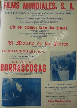 CARTEL ANTIGUO ORIGINAL DE FILMS MUNDIALES S.A Y SUS PELICULAS 1941 /N99