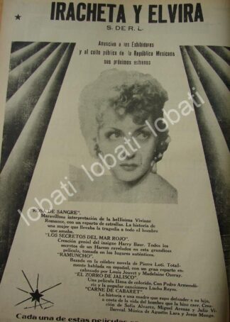CARTEL ANTIGUO ORIGINAL DE PRODUCTORA DE CINE IRACHETA Y ELVIRA S.A ANUNCIA ESTRENOS /695