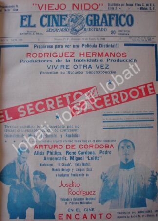 CARTEL ANTIGUO ORIGINAL DE ESTRENO DE LA PELICULA EL SECRETO DEL SACERDOTE 1941
