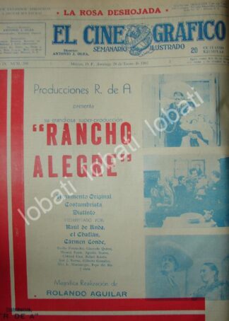 CARTEL ANTIGUO ORIGINAL DE PUBLICIDAD ESTRENO DE PELICULA RANCHO ALEGRE 1941 /2