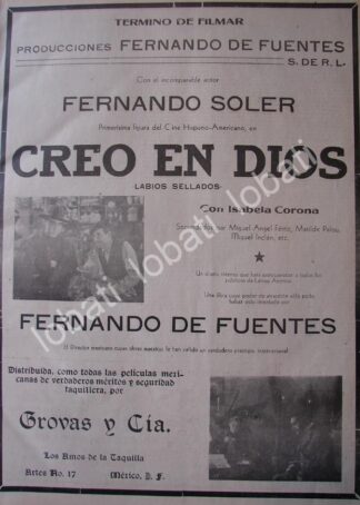 CARTEL ANTIGUO ORIGINAL DE SE TERMINA DE FILMAR PELICULA. CREO EN DIOS 1941 /2