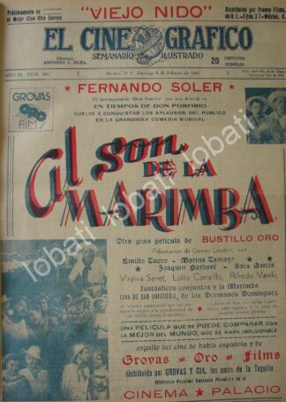 CARTEL ANTIGUO ORIGINAL DE PUBLICIDAD DE LA PELICULA AL SON DE LA MARIMBA 1941
