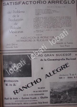 CARTEL ANTIGUO ORIGINAL DE PRENSA, SINDICATO DE ACTORES Y PRESIDENCIA LLEGAN A ACUERDO 1941