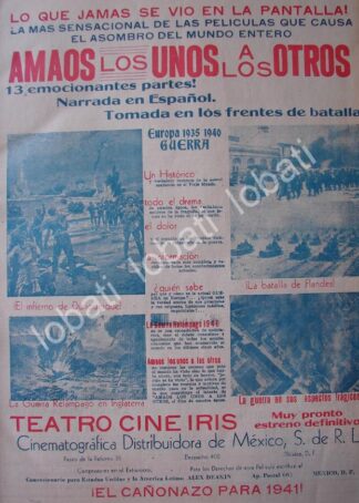 CARTEL ANTIGUO ORIGINAL DE CINE IRIS, PELICULA AMAOS LOS UNOS A LOS OTROS 1941 /SGM