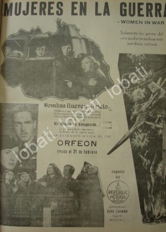 CARTEL ANTIGUO ORIGINAL DE AFICHE DE LA PELICULA MUJERES EN LA GUERRA 1941 SGM RARO
