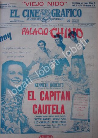 CARTEL ANTIGUO ORIGINAL DE AFICHE ESTRENO DE LA PELICULA EL CAPITAN CAUTELA 1941 /N60