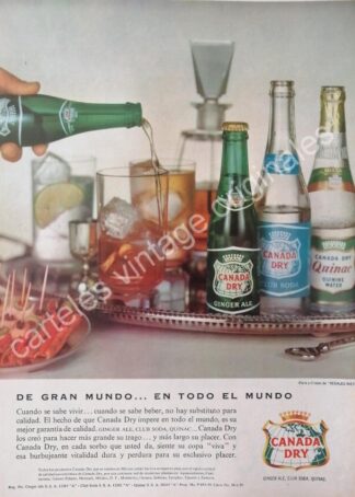 CARTEL ANTIGUO ORIGINAL DE REFRESCO CANADA DRY. SPUR Y GINGER ALE 1959 /2