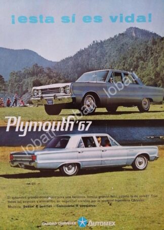 CARTEL ANTIGUO ORIGINAL DE AUTOS CHRYSLER DODGE PLYMOUTH 1967 /147