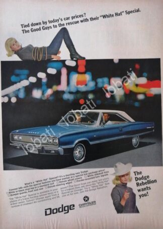 CARTEL ANTIGUO ORIGINAL DE AUTOS CHRYSLER DODGE CORONET 440 1967 /145