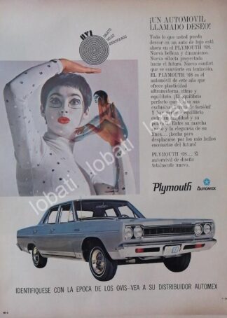 CARTEL ANTIGUO ORIGINAL DE AUTOS CHRYSLER PLYMOUTH 1968 /143 GRANDE