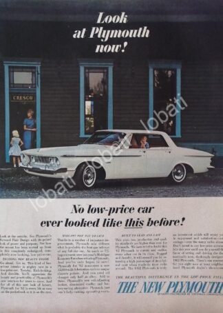 CARTEL ANTIGUO ORIGINAL DE AUTOS CHRYSLER PLYMOUTH 1962 /142
