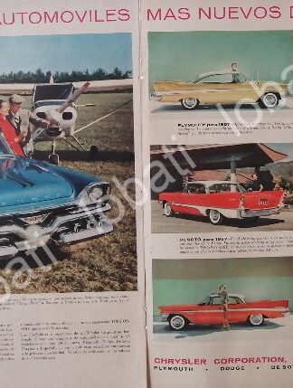 CARTEL ANTIGUO ORIGINAL DE LOS 5 AUTOS CHRYSLER DE 1957 /137
