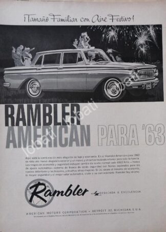 CARTEL ANTIGUO ORIGINAL DE AUTOS AMERICAN RAMBLER 1963 /136