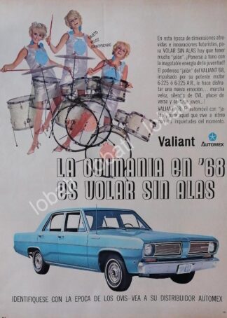 CARTEL ANTIGUO ORIGINAL DE AUTOS CHRYSLER VALIANT 225 /1968 /154