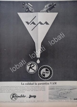 CARTEL ANTIGUO ORIGINAL DE PLANTA DE AUTOS RAMBLER Y JEEP TOLUCA 1960s