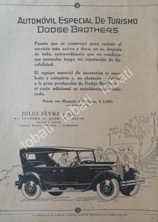 CARTEL ANTIGUO ORIGINAL DE AUTOS DODGE BROTHERS 1926 COUPE / RARO/ N84