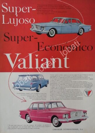 CARTEL ANTIGUO ORIGINAL DE AUTOS CHRYSLER DODGE VALIANT 1960s / N77