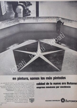 CARTEL ANTIGUO ORIGINAL DE AUTOS CHRYSLER AUTOMEX MEXICO 1969 /N73