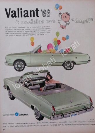 CARTEL ANTIGUO ORIGINAL DE AUTOS CHRYSLER VALIANT 1966 /N72