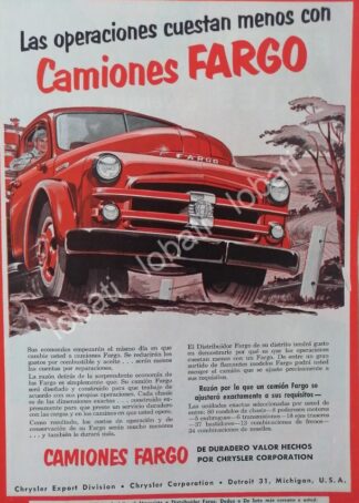 CARTEL ANTIGUO ORIGINAL DE CAMIONES CHRYSLER DODGE FARGO 1949 /N69