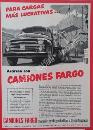CARTEL ANTIGUO ORIGINAL DE CAMIONES CHRYSLER DODGE FARGO 1949 /N62