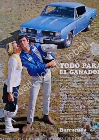 CARTEL ANTIGUO ORIGINAL DE AUTOS CHRYSLER BARRACUDA 1968 / RARO
