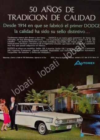 CARTEL ANTIGUO ORIGINAL DE AUTOS CHRYSLER MEXICO 50 ANIVERSARIO 1964 / RARO