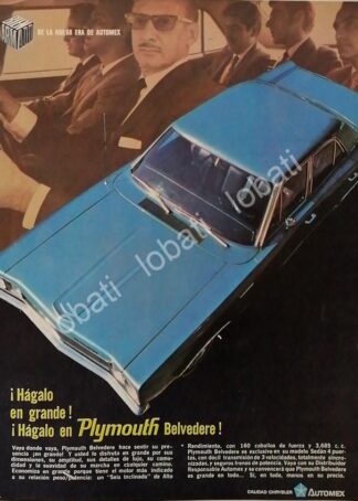 CARTEL ANTIGUO ORIGINAL DE AUTOS CHRYSLER PLYMOUTH BELVEDERE 1969 /148