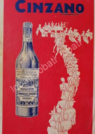 CARTEL ANTIGUO ORIGINAL DE VINOS CINZANO VERMOUTH AÑOS 20s /460