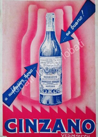 CARTEL ANTIGUO ORIGINAL DE AFICHE ART NOUVEAU VINOS CINZANO 1920s /439
