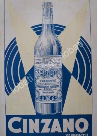 CARTEL ANTIGUO ORIGINAL DE VINOS CINZANO VERMOUTH AÑOS 20s /427