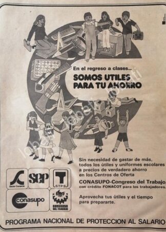 CARTEL ANTIGUO ORIGINAL DE CONASUPO Y UTILES ESCOLARES 1982 /3