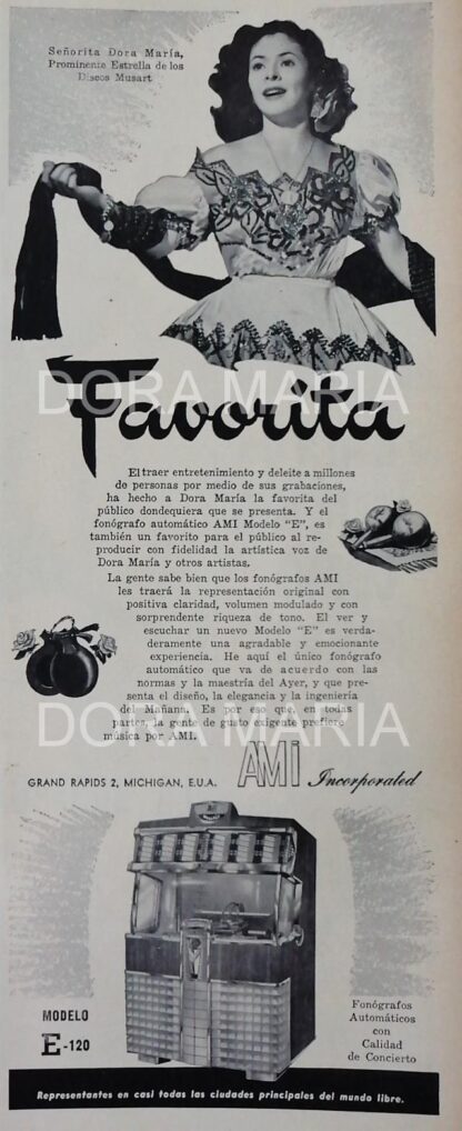 CARTEL ANTIGUO ORIGINAL DE SERIE COMPLETA 37 AFICHES ROCKOLAS AMI Y ARTISTAS FAMOSOS 1953-56 - Image 6