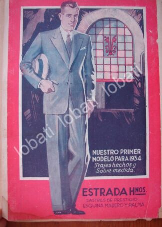 CARTEL ANTIGUO ORIGINAL DE SASTRERIA ESTRADA HERMANOS. 1934. MODAS / MUY RARO