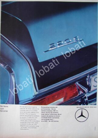 CARTEL ANTIGUO ORIGINAL DE AUTOS MERCEDES BENZ 220S 1964 /312