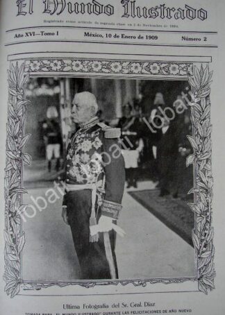 CARTEL ANTIGUO ORIGINAL DE PORTADA. PORFIRIO DIAZ AÑO NUEVO DE 1909