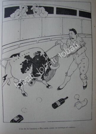 CARICATURA ANTIGUA 1914 PANCHO VILLA TOREANDO AL GOBIERNO / MLT