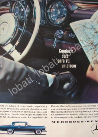CARTEL ANTIGUO ORIGINAL DE AUTOS MERCEDES BENZ 1964 /310