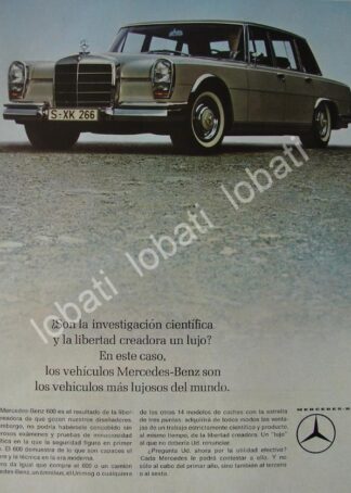 CARTEL ANTIGUO ORIGINAL DE AUTOS MERCEDES BENZ 600 1963 /309 RARO