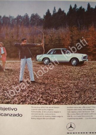 CARTEL ANTIGUO ORIGINAL DE AUTOS MERCEDEZ BENZ 230 SL 1964 /308