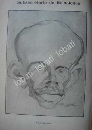 CARICATURA ANTIGUA LIC. ROBERTO ESTEVA RUIZ 1914 / PLT