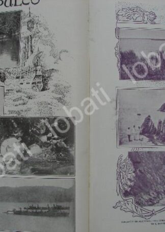 CARTEL ANTIGUO ORIGINAL DE LUGARES DE ACAPULCO GUERRERO, LA QUEBRADA ETC 1909 /LDM