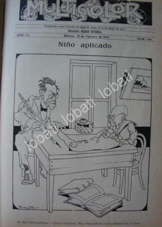 CARICATURA ANTIGUA 1914. VICTORIANO HUERTA Y LA ENTREVISTA DE JAMES CREELMAN