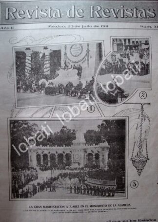 PORTADA ANTIGUA ORIGINAL  1911 HOMENAJE A JUAREZ EN LA ALAMEDA /PLT