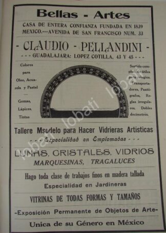 CARTEL ANTIGUO ORIGINAL DE TIENDA DE DECORACION CLAUDIO PELLANDINI 1909 /3